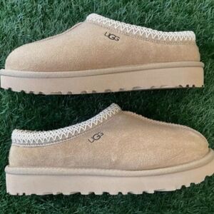 UGG Beige Suede Slip-On Clogs